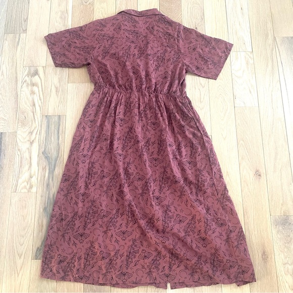 Disturbia Roxana Moth Foxglove Button Down Midi Shirt Dress - Picture 8 of 9